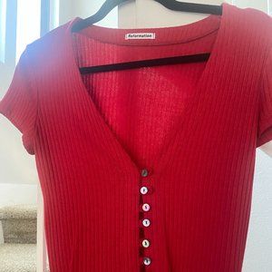 Reformation Nella Top Cherry Red